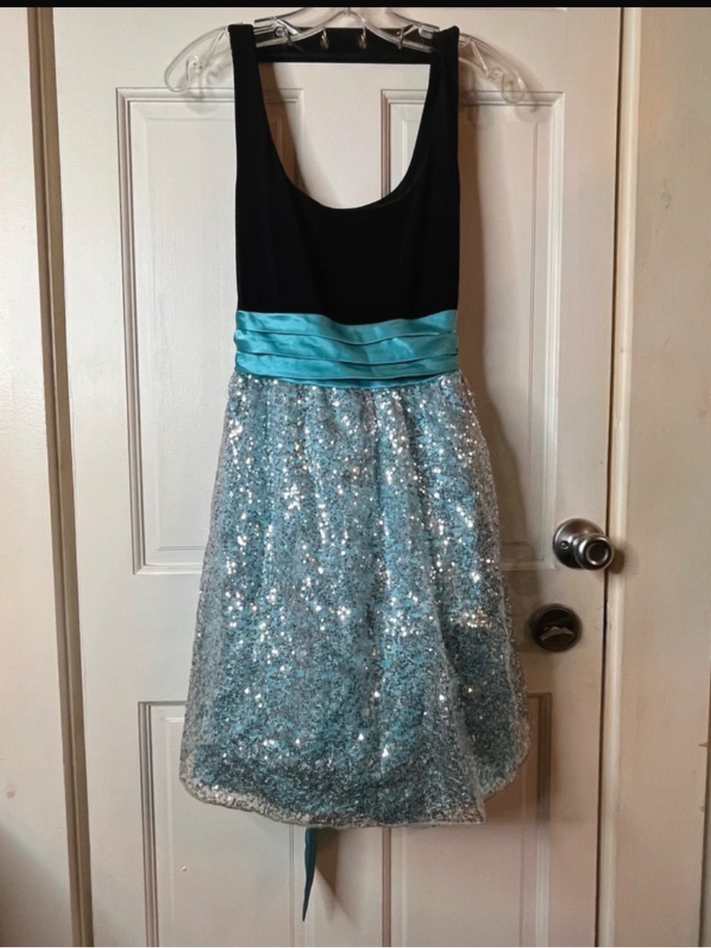 City Triangles Black Dress with Teal Accent size 9